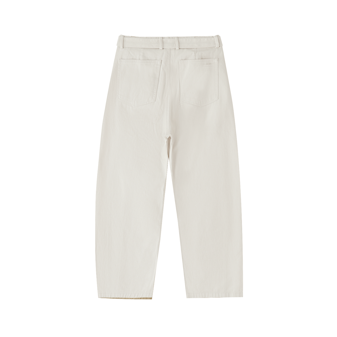 Twisted-Seam Belted Curved-Blade Pants
