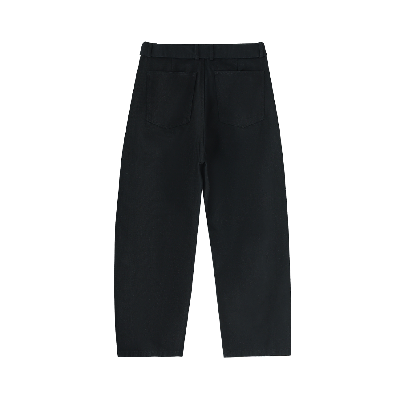 Twisted-Seam Belted Curved-Blade Pants