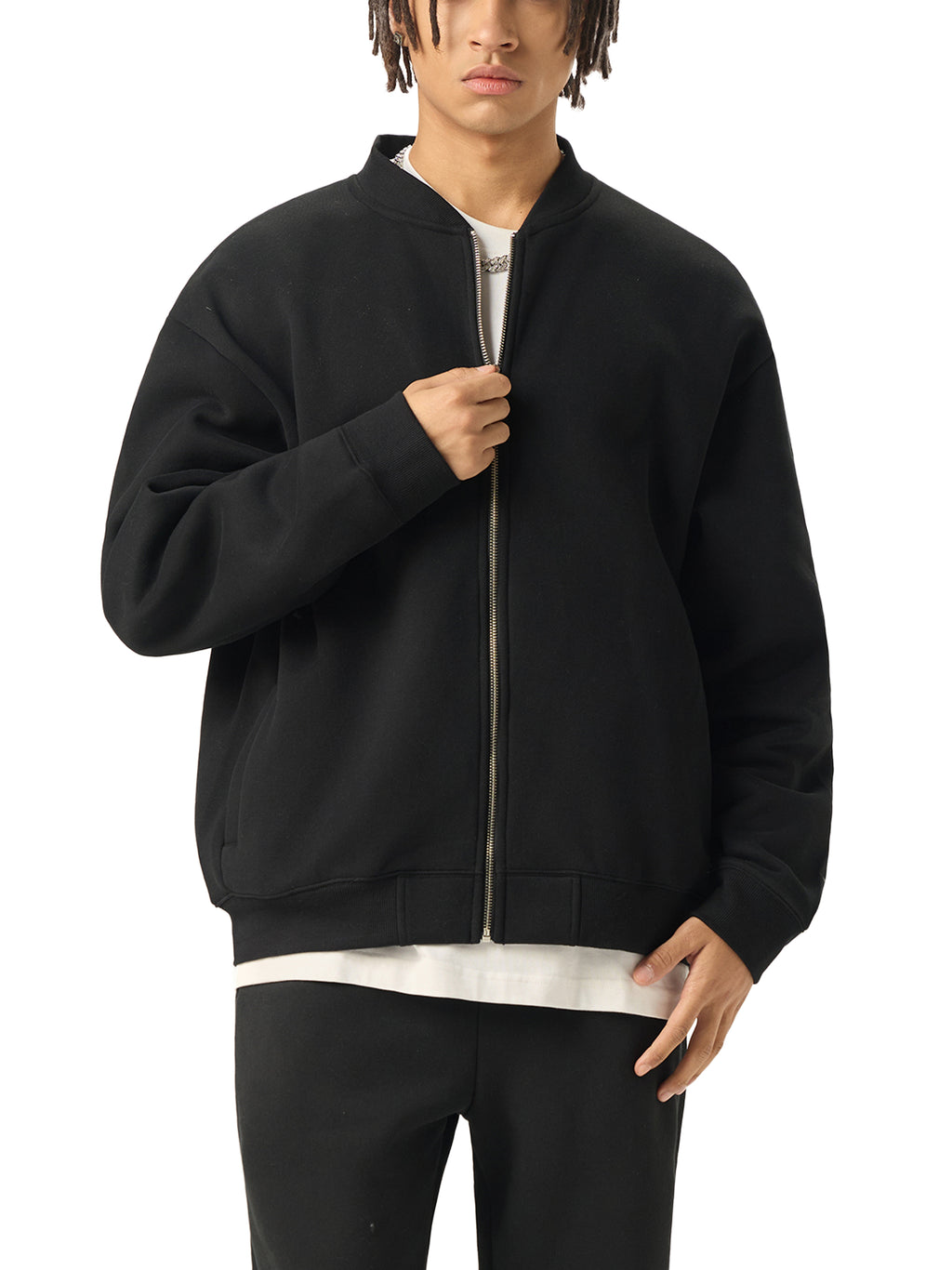 Zip-Up Fleeced Varsity Jacket