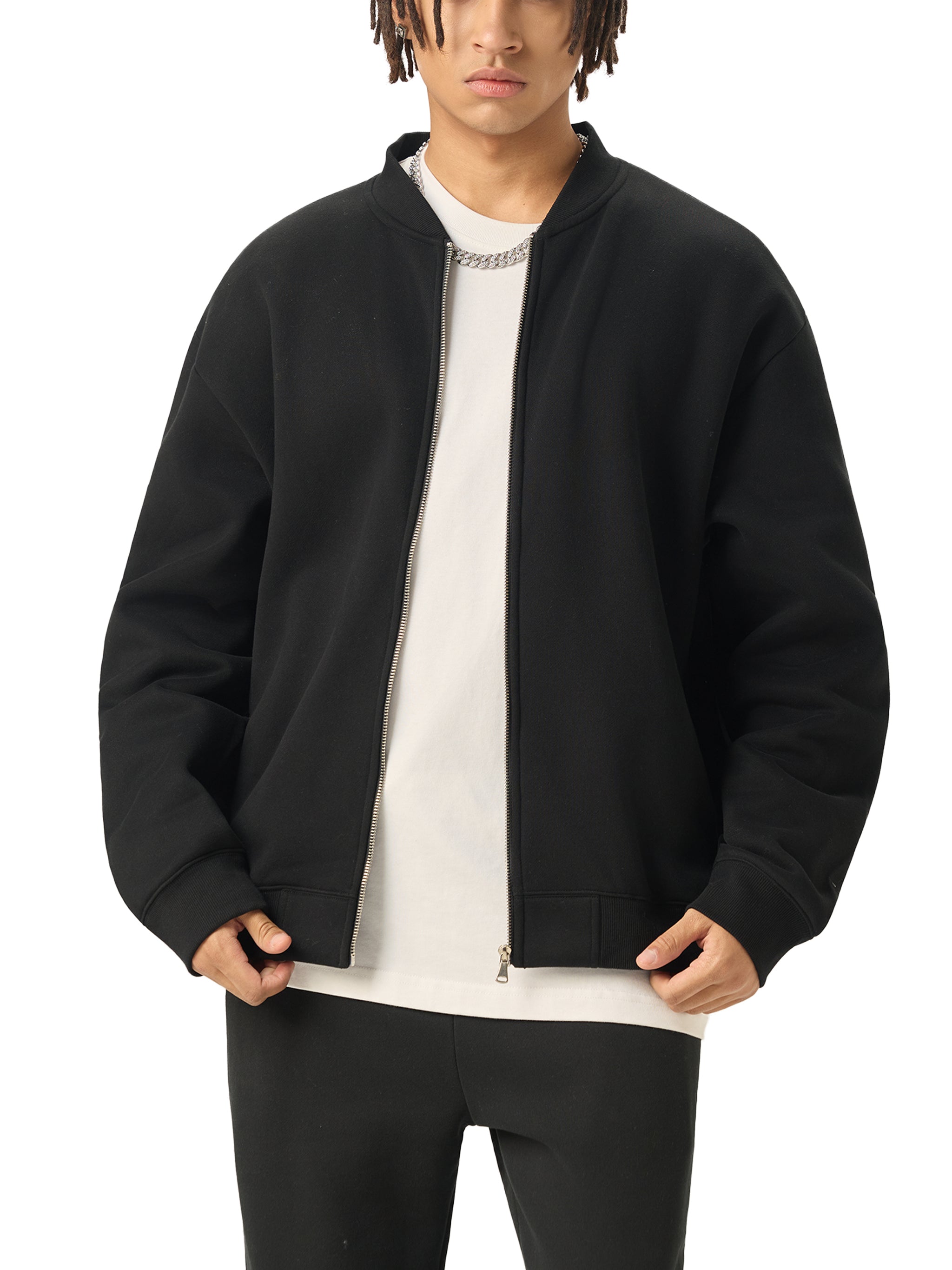 Zip-Up Fleeced Varsity Jacket