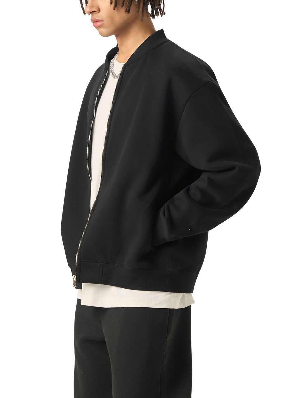 Zip-Up Fleeced Varsity Jacket